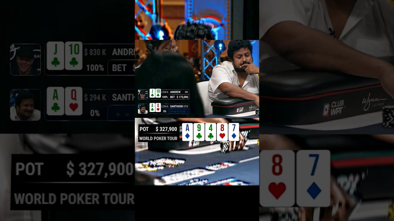 Leia mais sobre o artigo Santhosh Tanks in MASSIVE Pot vs Andrew Robl ♤ #LivePoker #Poker #Holdem #TexasHoldem #PokerClips