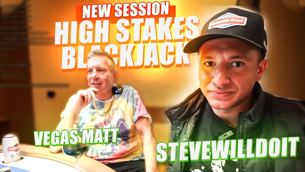 Leia mais sobre o artigo (New Session) Stevewilldoit Playing Blackjack Side by Side with Vegas Matt #blackjack #casino #vegas